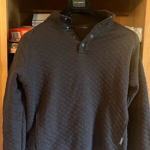 Eddie Bauer Pullover 1/4 Button Brown Cotton Top Men's Size Large
